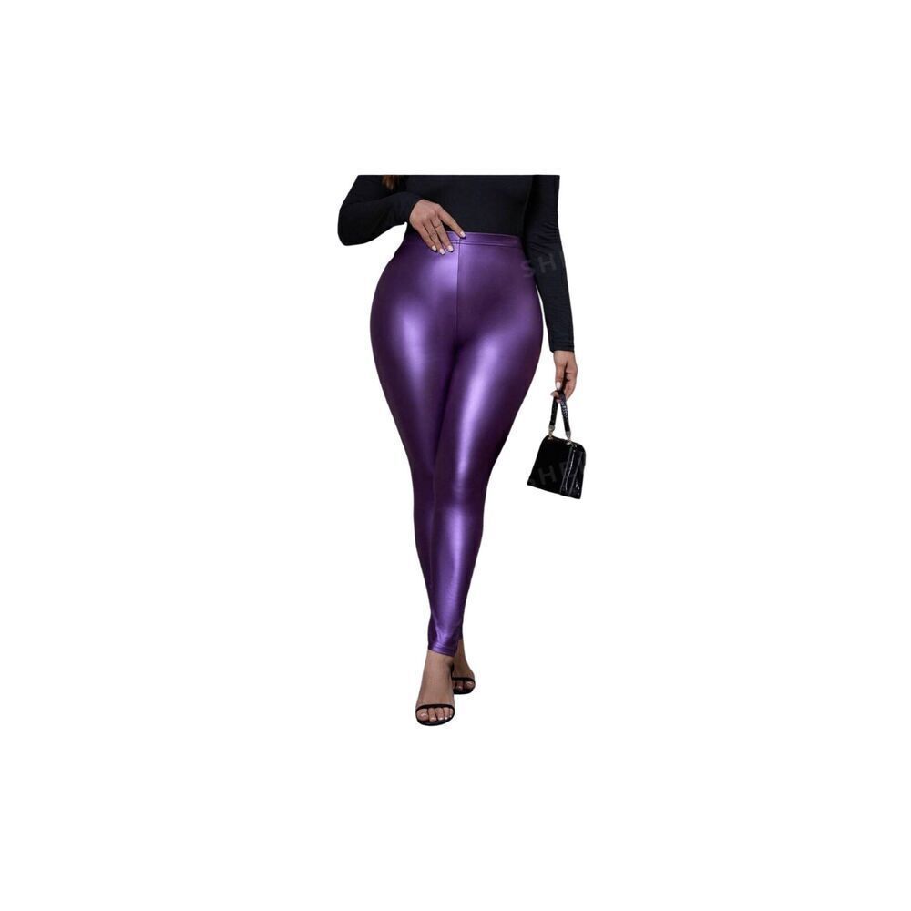 Purple Faux Leather Leggings